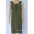 Women Casual Dress with Flounce Neck